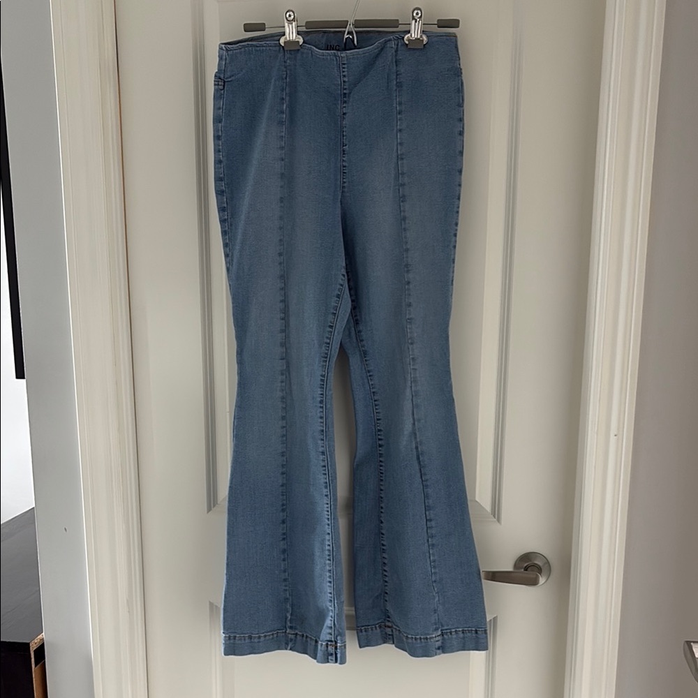 INC International Concepts Blue Flare Wide Leg Jeans
